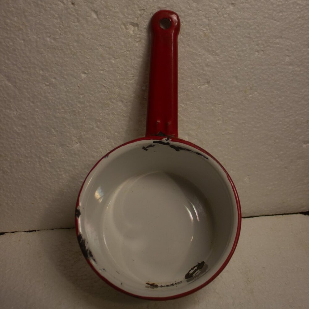 Red and White Enamel Sauce Pan